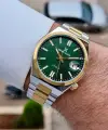 Kadranı Yeşil Kordonu Gold Gümüş Renk 40 mm Çelik Metaryel Erkek Kol Saati