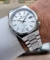 Gümüş Renk 40 mm Kristal Cam Çelik Metaryel Erkek Kol Saati