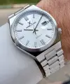 Gümüş Renk 40 mm Kristal Cam Çelik Metaryel Erkek Kol Saati