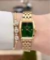 Kadranı Yeşil Kordonu Gold Renk 26 mm Kadın Kol Saati ve Hediye Bileklik