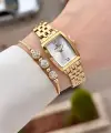 Gold Renk 26 mm Kadın Kol Saati ve Hediye Bileklik