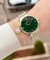 Kadranı Yeşil Kordonu Gold Gümüş Renk 35 mm Kadın Kol Saati ve Hediye Bileklik