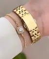 Gold Renk 35 Mm Hediye Paketli Kadın Kol Saati Ve Bileklik