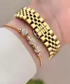 Gold Renk 32 mm Kadın Kol Saati ve Hediye Bileklik