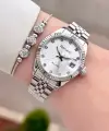 Gümüş Renk 32 mm Kadın Kol Saati ve Hediye Bileklik