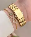 Gold Renk 35 mm Hediye Paketli Kadın Kol Saati ve Bileklik