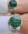 Kadranı Yeşil Kordonu Gold Gümüş Renk Sevgili Çift Kol Saati STISTE6