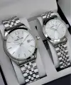 Gümüş Renk Hediye Paketli Sevgili Çift Kol Saati
