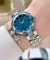 Kadranı Mavi Kordonu Gümüş Renk 32 mm Kadın Kol Saati ve Bileklik
