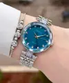 Kadranı Mavi Kordonu Gümüş Renk 32 mm Kadın Kol Saati ve Bileklik