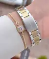 Gold Gümüş Renk 30 mm Hediye Paketli Kadın Kol Saati ve Hediye Bileklik