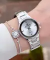 Gümüş Renk 30 mm Hediye Paketli Kadın Kol Saati ve Hediye Bileklik