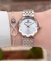Rose Gümüş Renk Hediye Paketli 30 mm Hediye Paketli Kadın Kol Saati