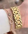 Gold Renk 30,5 mm Hediye Paketli Kadın Kol Saati ve Bileklik