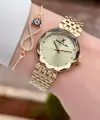 Gold Renk 30 mm Hediye Paketli Kadın Kol Saati ve Bileklik