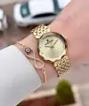 Gold Renk 30 mm Hediye Paketli Kadın Kol Saati ve Bileklik