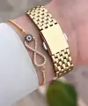 Gold Renk 30 mm Hediye Paketli Kadın Kol Saati ve Bileklik