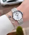 Gümüş Renk 30 mm Hediye Paketli Kadın Kol Saati ve Bileklik