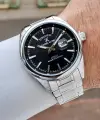 Gümüş Siyah Renk 44 mm Tamamen Paslanmaz Çelik Takvimli Erkek Kol Saati
