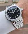 Kadranı Siyah Kordonu Gümüş Renk Hediye Paketli 41 mm Erkek Kol Saati