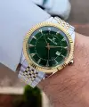 Kadranı Yeşil Kordonu Gold Gümüş Renk Hediye Paketli 41 mm Erkek Kol Saati