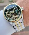 Kadranı Yeşil Kordonu Gold Gümüş Renk Otomatik Fonksiyonlu Fosforlu Erkek Kol Saati