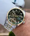 Kadranı Yeşil Kordonu Gold Gümüş Renk Otomatik Fonksiyonlu Fosforlu Erkek Kol Saati