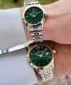 Kadranı Yeşil Kordonu Gold Gümüş Renk Hediye Paketli Sevgili Çift Kol Saati STISTE34