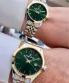 Kadranı Yeşil Kordonu Gold Gümüş Renk Hediye Paketli Sevgili Çift Kol Saati STISTE34