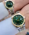 Yeşil Gold Gümüş Renk Hediye Paketli Sevgili Çift Kol Saati STISTE39