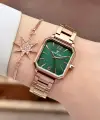 Kadranı Yeşil Kordonu Rose Renk 26 mm Kadın Kol Saati ve Bileklik