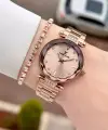 Rose Renk Kesme Camlı 32 Mm Kadın Kol Saati ve Bileklik