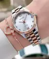 Rose Gümüş Renk Kadın Kol Saati ve Bileklik