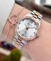 Rose Gümüş Renk Kadın Kol Saati ve Bileklik