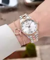 Rose Gümüş Renk Kadın Kol Saati ve Bileklik