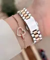 Rose Gümüş Renk Kadın Kol Saati ve Bileklik