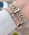 Rose Gümüş Renk 28 Mm Kadın Kol Saati ve Bileklik