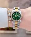 Kadranı Yeşil Kordonu Gold Gümüş Renk 28 Mm Kadın Kol Saati ve Bileklik
