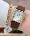 Kasası Gold Kordonu Kahverengi Renk Kadın Kol Saati ve Bileklik