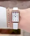 Kasası Rose Kordonu Beyaz Renk Kadın Kol Saati ve Bileklik