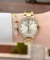 Gold Renk Kadın Kol Saati ve Bileklik