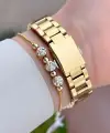 Gold Renk Kadın Kol Saati ve Bileklik