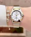 Gold Gümüş Renk Kadın Kol Saati ve Bileklik
