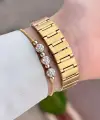Gold Renk 30 Mm Kadın Kol Saati ve Bileklik