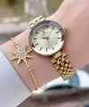 Gold Renk 30 Mm Kadın Kol Saati ve Bileklik