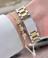 Gold Gümüş Renk Kadın Kol Saati ve Bileklik