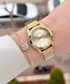 Gold Renk Kadın Kol Saati ve Bileklik