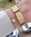 Gold Renk Kadın Kol Saati ve Bileklik