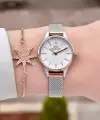 Rose Gümüş Renk Kadın Kol Saati ve Bileklik