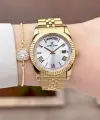 Gold Renk 36 Mm Kadın Kol Saati ve Bileklik